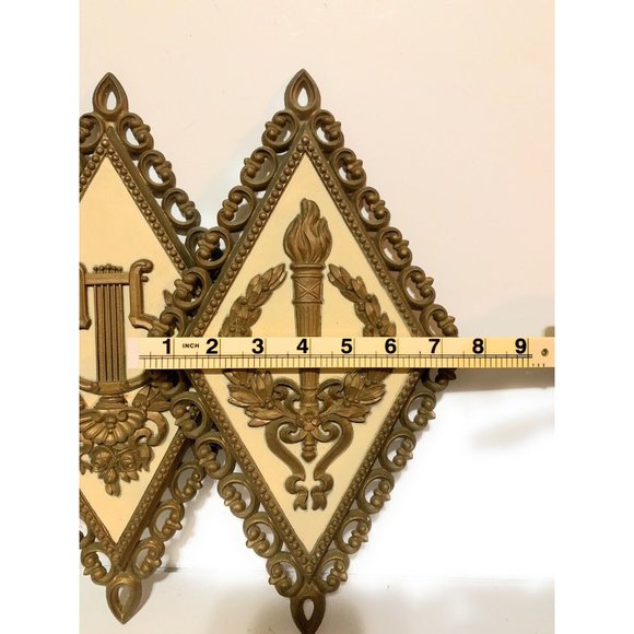 Vintage Homco wall plaques 3 MCM  Bronze and Cream Hollywood Regency Ornate - Picture 3 of 7